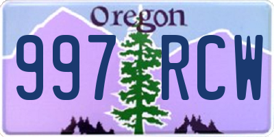 OR license plate 997RCW