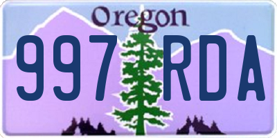 OR license plate 997RDA