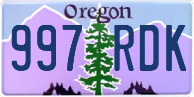 OR license plate 997RDK