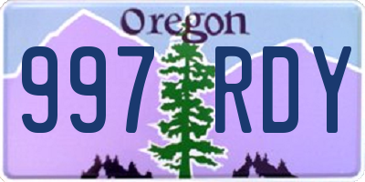 OR license plate 997RDY