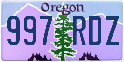 OR license plate 997RDZ