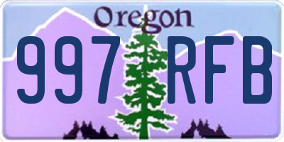 OR license plate 997RFB