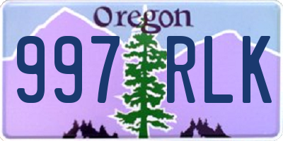 OR license plate 997RLK