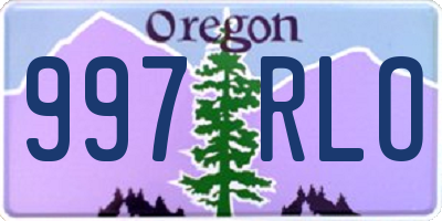 OR license plate 997RLO