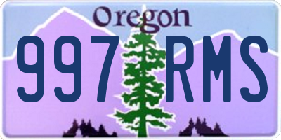 OR license plate 997RMS