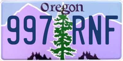 OR license plate 997RNF