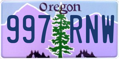 OR license plate 997RNW