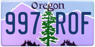 OR license plate 997ROF