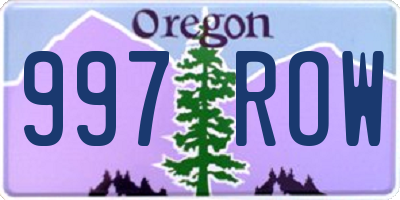 OR license plate 997ROW