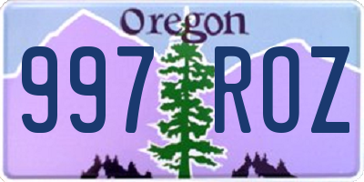 OR license plate 997ROZ