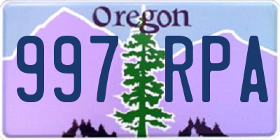 OR license plate 997RPA