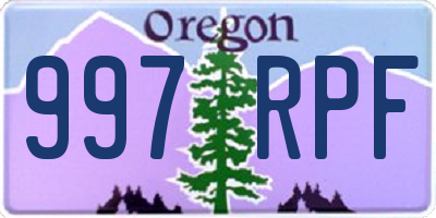OR license plate 997RPF