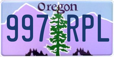 OR license plate 997RPL