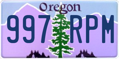 OR license plate 997RPM