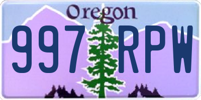 OR license plate 997RPW