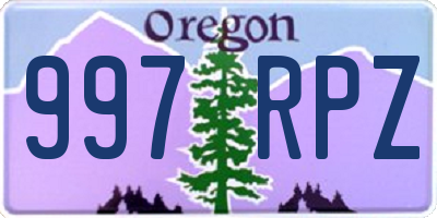 OR license plate 997RPZ