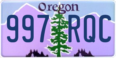 OR license plate 997RQC