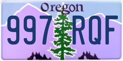 OR license plate 997RQF