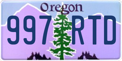 OR license plate 997RTD
