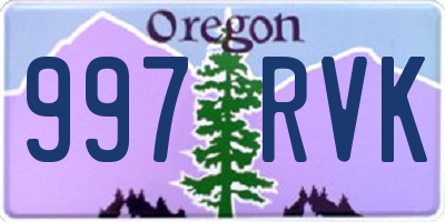 OR license plate 997RVK
