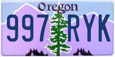 OR license plate 997RYK