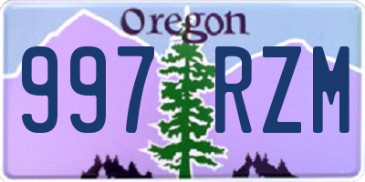 OR license plate 997RZM
