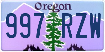 OR license plate 997RZW