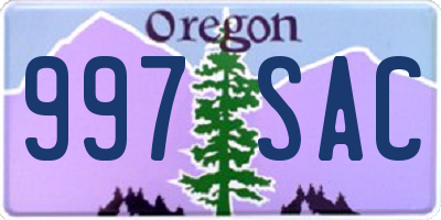 OR license plate 997SAC