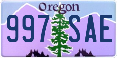 OR license plate 997SAE