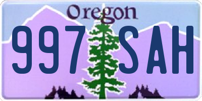 OR license plate 997SAH