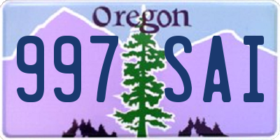 OR license plate 997SAI