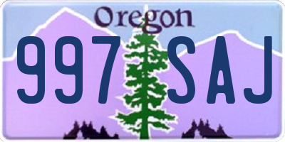 OR license plate 997SAJ