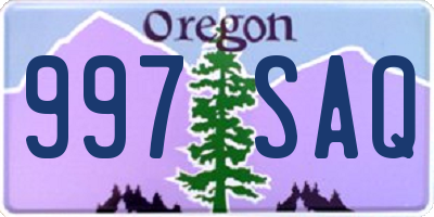 OR license plate 997SAQ