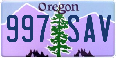 OR license plate 997SAV