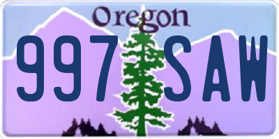 OR license plate 997SAW