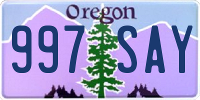 OR license plate 997SAY