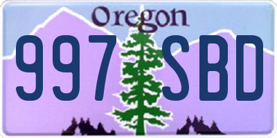 OR license plate 997SBD