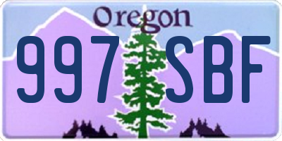 OR license plate 997SBF