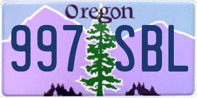 OR license plate 997SBL