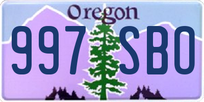 OR license plate 997SBO