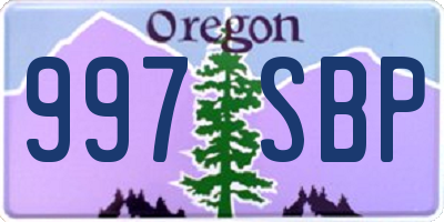 OR license plate 997SBP