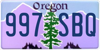 OR license plate 997SBQ