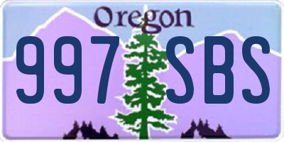 OR license plate 997SBS