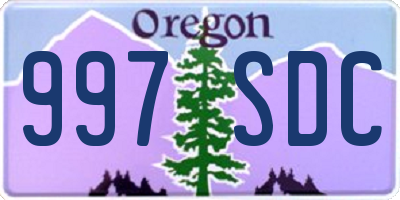 OR license plate 997SDC