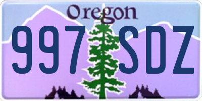 OR license plate 997SDZ