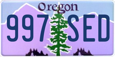 OR license plate 997SED