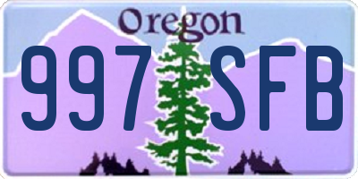 OR license plate 997SFB