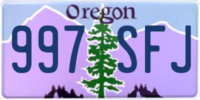 OR license plate 997SFJ