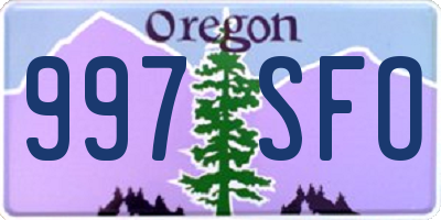 OR license plate 997SFO