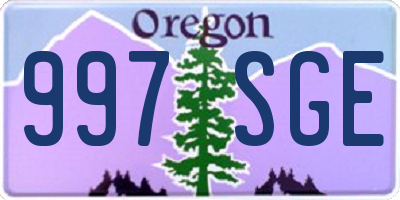 OR license plate 997SGE